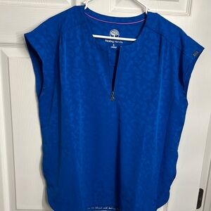 Healing Hands Royal Blue Jacquard Leopard Print Jogger Scrub Set S/SP